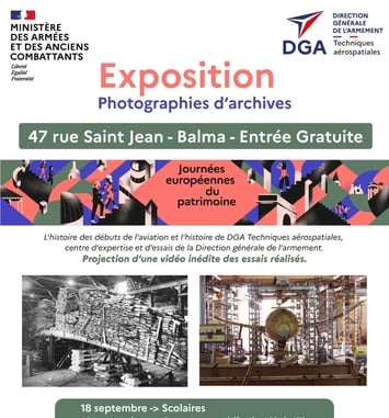 Exposition de photos d'archives retraçant l'histoire des essais réalisés sur des matériels militaires depuis le début de l'aviation