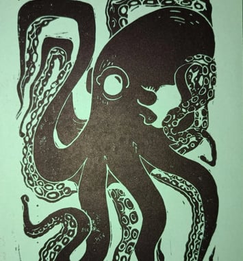 Lumière, contraste et composition Linogravures par Prune