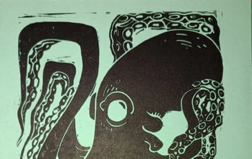 Lumière, contraste et composition Linogravures par Prune